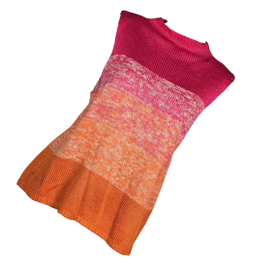 Liz Claiborne Sleeveless Silk Cotton Knit Sweater Women Large Pink Orange Ombre